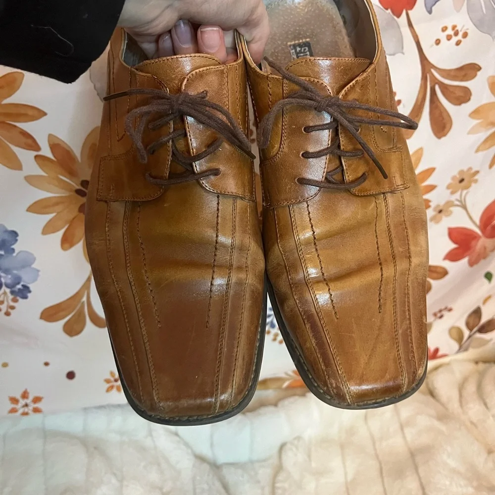 Y2K Stacey Adams Mens 11M 23274 03 Brown Oxford Square Toe Academia Dadcore Shoe